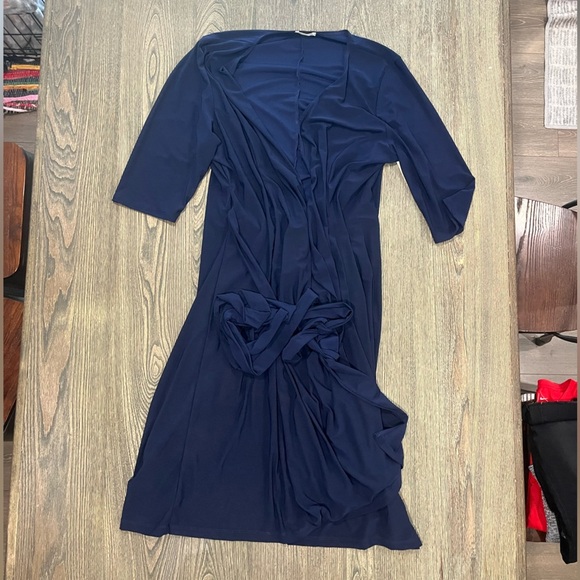 NWT Kiyonna Miranda Ruffle Wrap Dress Midi Short Flutter Sleeve Navy Size 2X - Picture 1 of 10